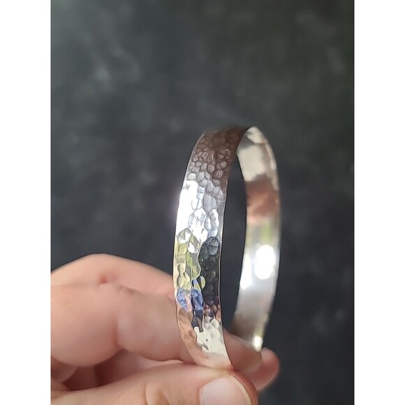 925 Sterling Silver Hammered Bangle Bracelet Vintage, READ Description - Picture 1 of 10